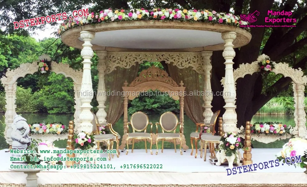 Hindu Wedding Ganesh Pillar Mandap Fiber Carved Wedding Mandap Latest ...