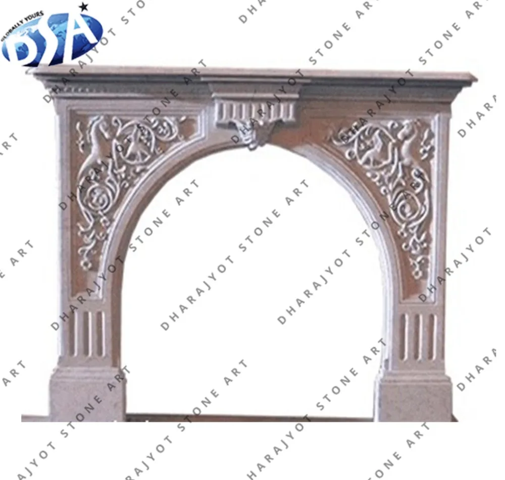 Indian Pink Stone Hand Carved Fireplace View Artificial Stone