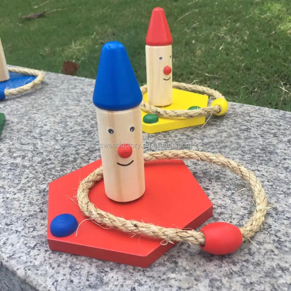 Ring Toss Wooden Indoor And Outdoor Active Toy Garden Quoits Set Rope