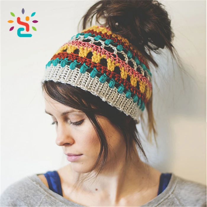 crochet ponytail hat