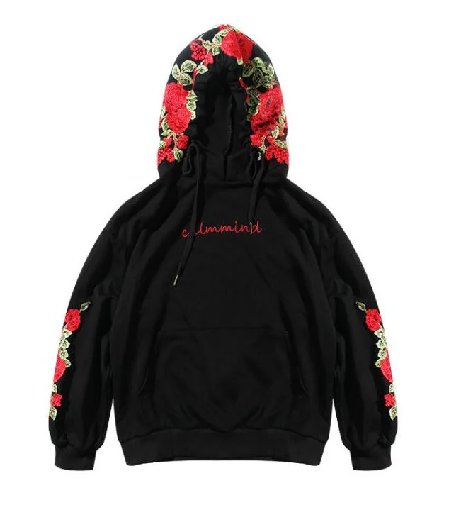 Cheap Custom Fashion Unisex Embroidered Floral Hoodie Sweatshirt - Buy ...