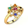 Navratan Gold Ring - 2019 summer jewelry collection available in Silver, Gold or alloy, Indian Traditional Nine Piece Color Ston