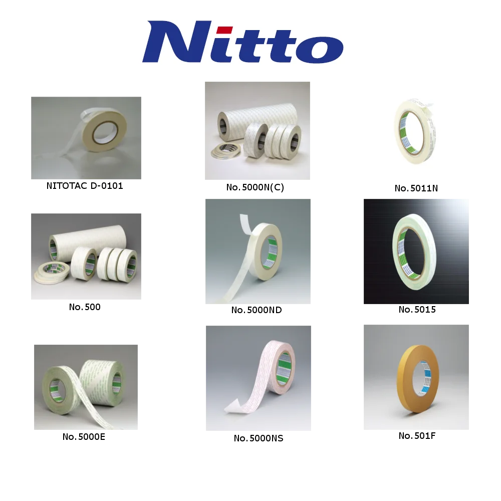Double sided tape manufactured by Nitto Denko. Made in Japan, View