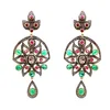 Vintage Diamond Ruby and Emerald Flower Earrings