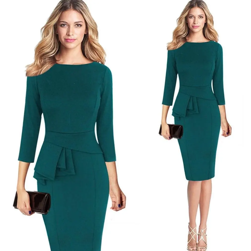 teal business dress