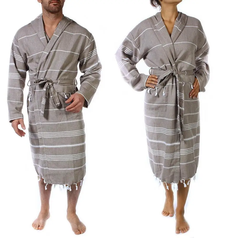 Best Quality Classic Design Knee Length Hooded Turkish Superb Peshtemal Bathrobe Spa Hammam From