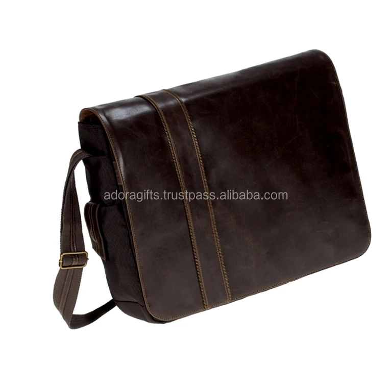 mens dark brown leather messenger bag