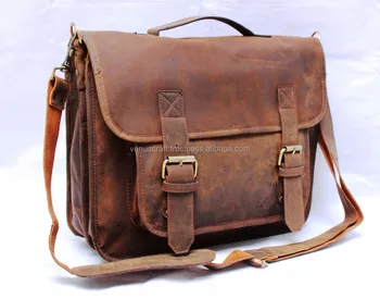 Men S Brown 21 Ihch Crazy Horse Leather Laptop Computer Bag Bags Genuine Multiple Sling Product