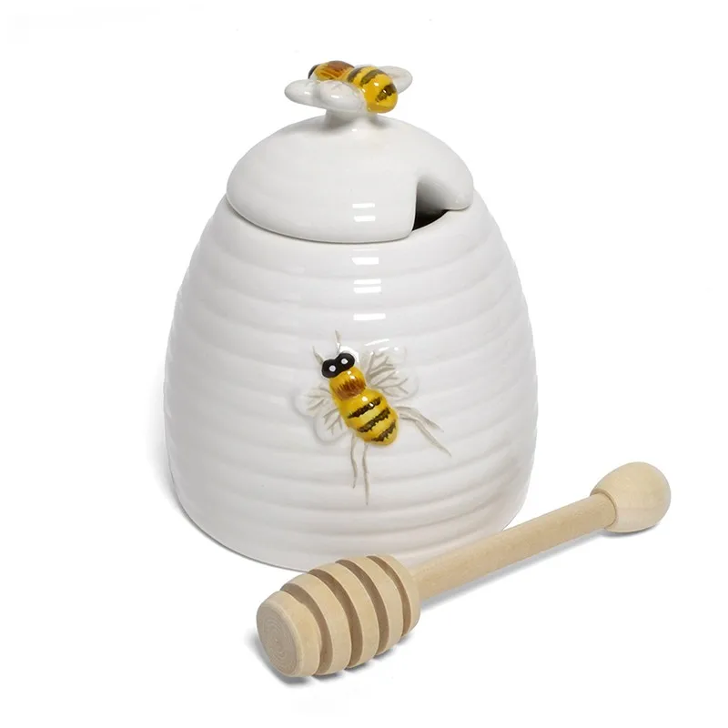 Cute Ceramic Beehive Honey Jar With Dipper - Buy Ceramic Beehives ...