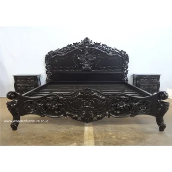 Rococo Bed Frame French Provincial Bedroom Furniture Antique Reproduction Wooden Bed European Bedroom Vintage Home Furniture View Black French