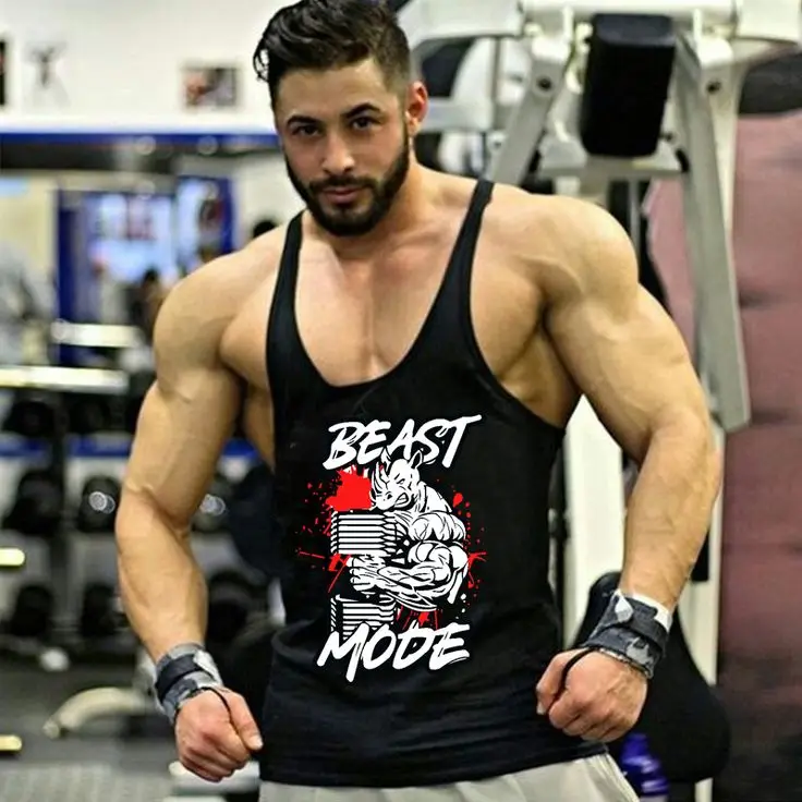 printing high quality mens gym stringer vest