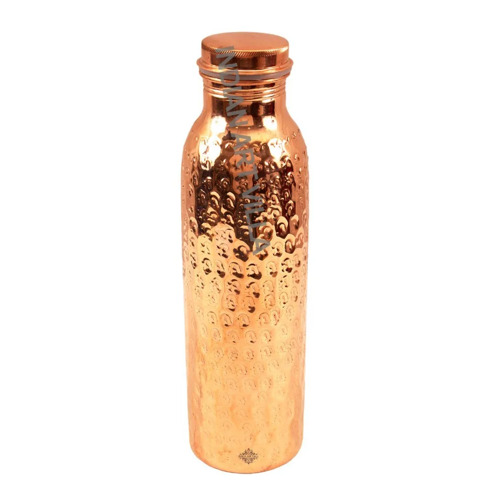 Étanche Pure Cuivre Martelé bouteille d/'eau /& Pure Cuivre Verre Vendeur Britannique