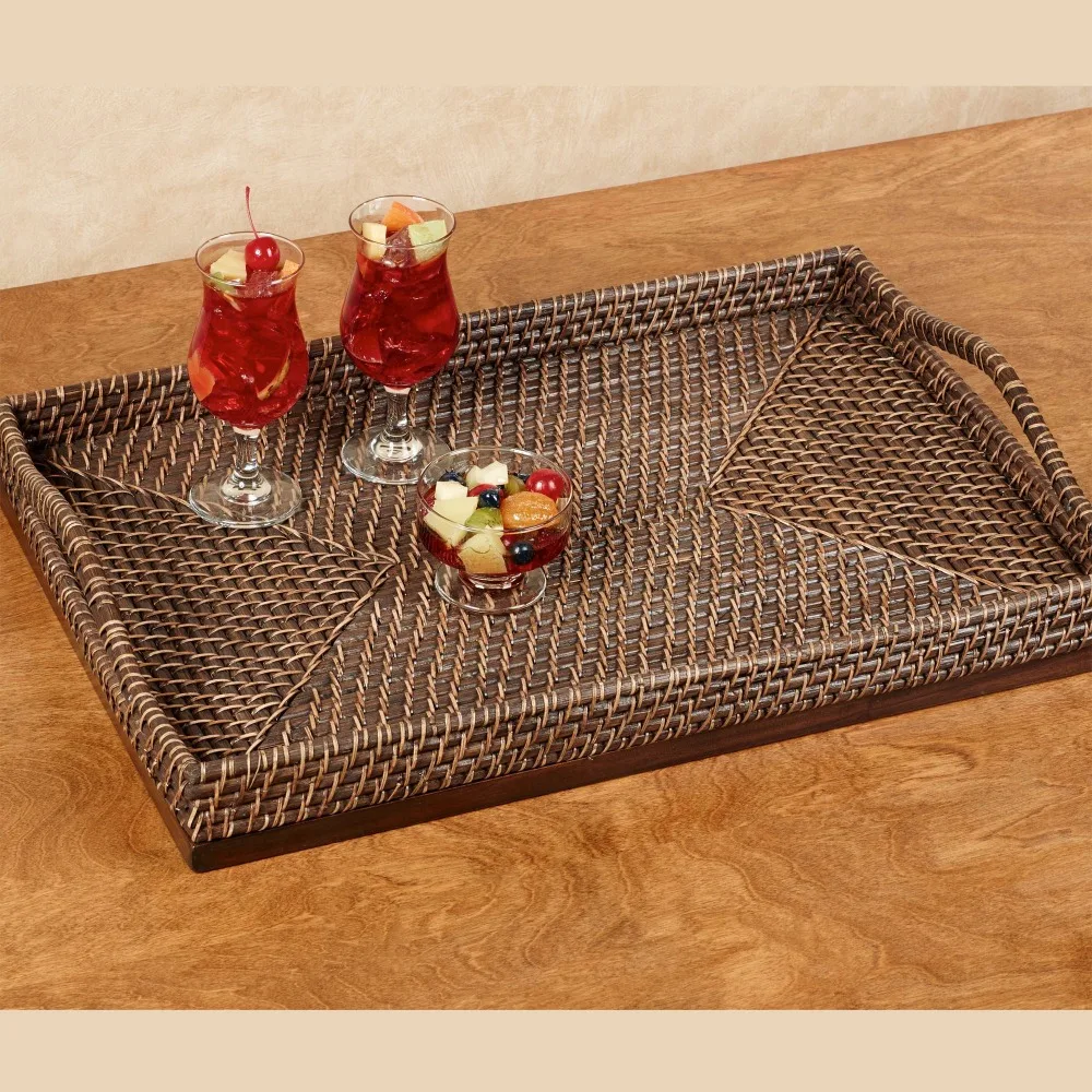 Brown Hand Woven Rattan Serving Tray/ Food Serving Tray Buy Designer