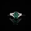 Nano emerald green with +AAACZ diamond setting 925 sterling silver engagement ring perfect gift for her