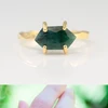 fashion Raw Emerald 925 sterling silver yellow gold plating anniversary gift woman's ring