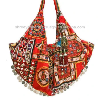 Boho Bohemian Vintage Lover Banjara Handbag Gypsy Coin Indian Tote Tribal Bag Ethnic Kutch Rabari Tribe Traditional Mirror