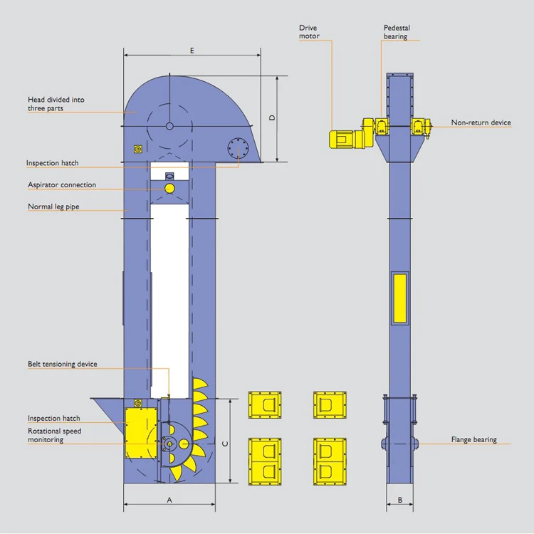 Raw Solid Material Feeding Bucket Elevator For Cement - Buy Bucket ...