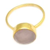 Pink Chalcedony Round Bezel Gold Vermil Ring