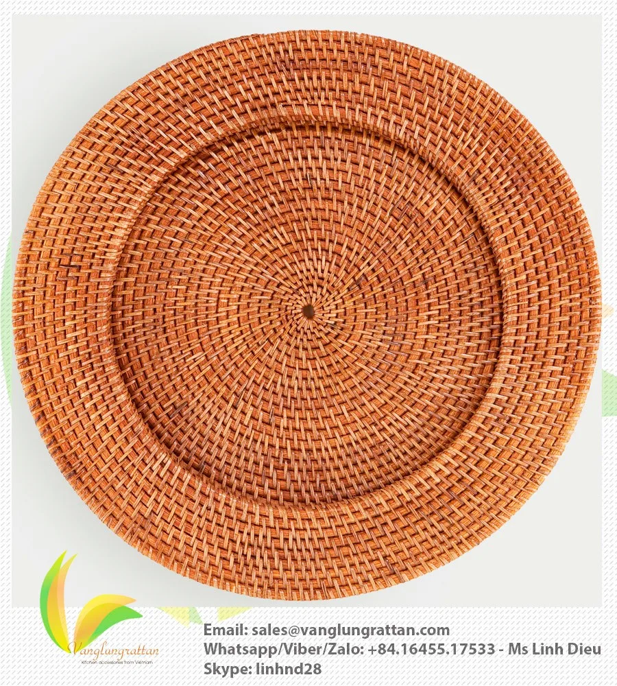 Hot Selling 2022 High Quality Rattan Plates Bamboo Straw Charger Plate