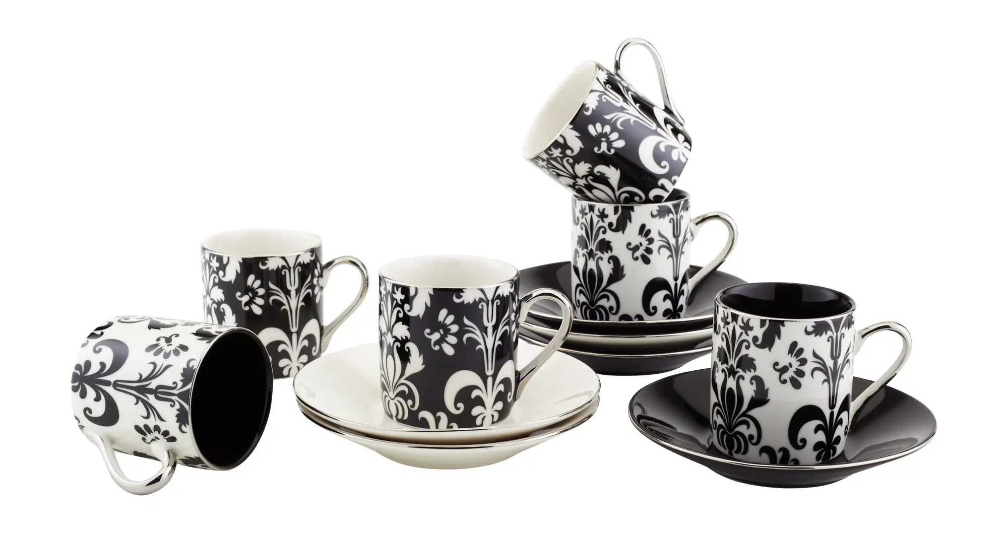 Espresso Cups And Saucers Set Of 6 5 Oz Small Coffee Espresso Cups And Saucers Set