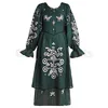 Balloons sleeves back wrap bohemian embroidery side pocket bottom side split party wear long ukrainian dress