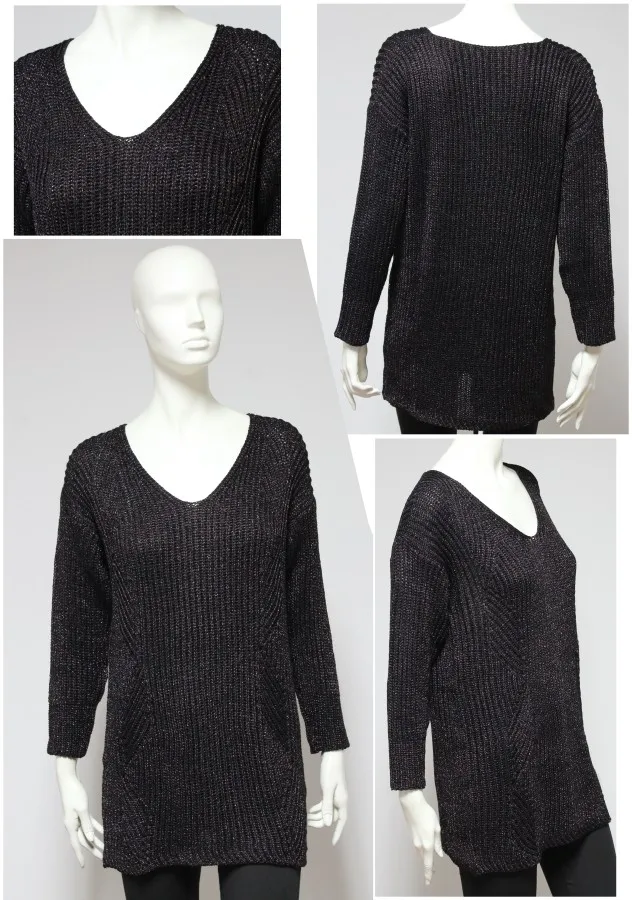 V-neck Women Sweater Straight 3/4 Sleeve - Made In Italy Sweaters ...