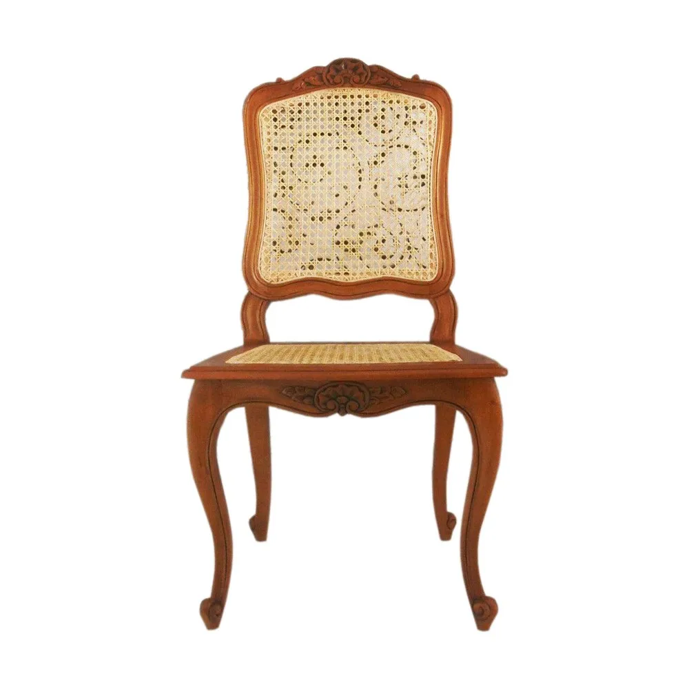家具: 木制桃花心木经典风格藤椅餐椅手工雕刻风格
