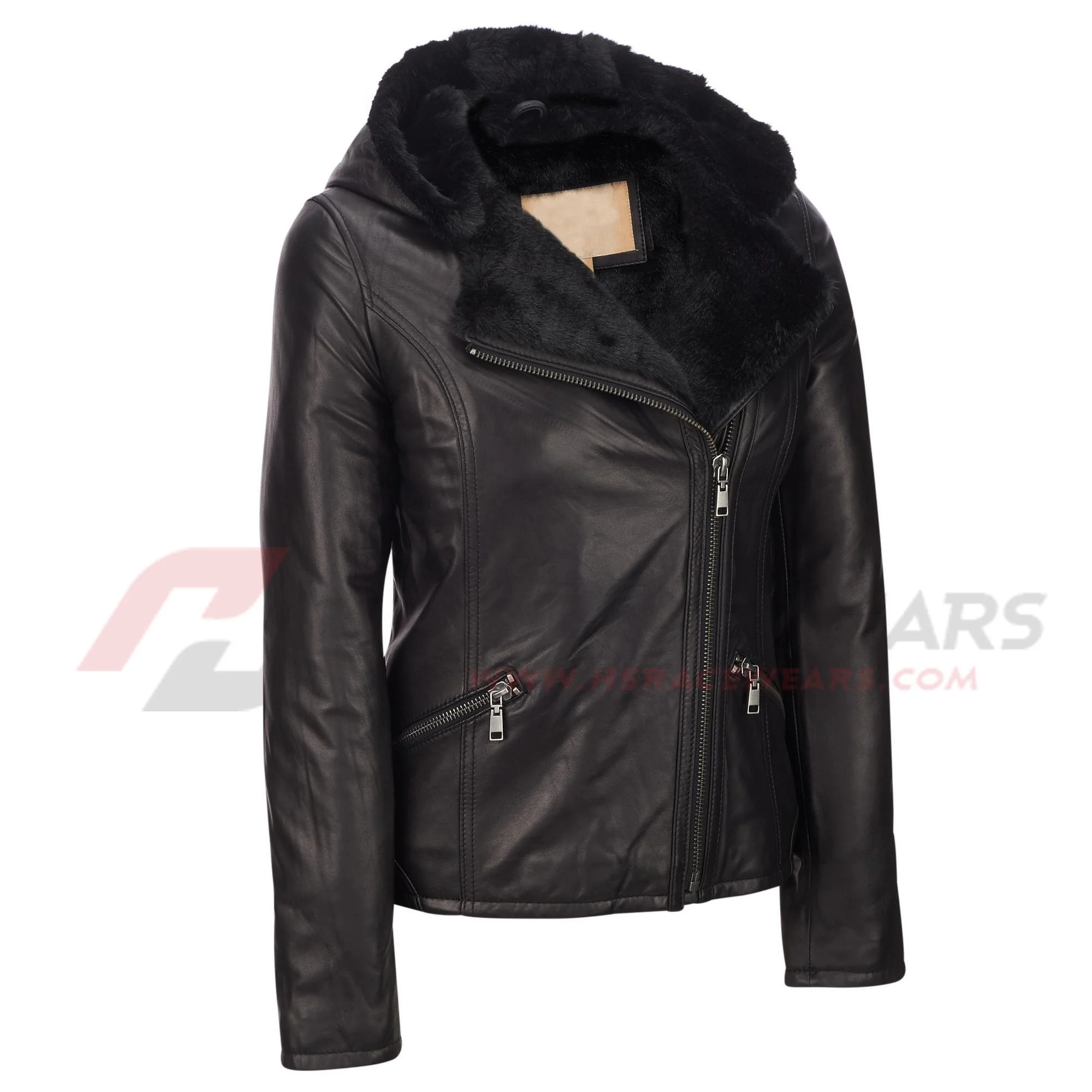 faux fur lined leather coat