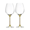 18.6oz Factory Business Gift Lead Free Drinking Wine Glass Golden Decor Wine Glass Set