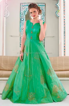Latest Fashion Women Wear Designer Sea Green Color Art Silk One Latest Fashion Women Wear Designer Sea Green Color Art Silk One Piece Flair Gown