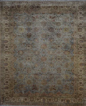 Hand Knotted 100 Silk Tabriz Persian Light Blue Cream Color Hand Knotted 100 Silk Tabriz Persian Light Blue Cream Color Rajasthan India Area Rug