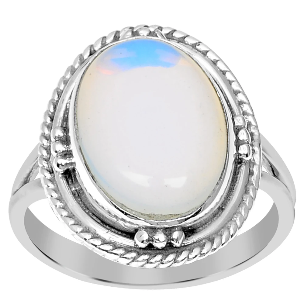 Plata esterlina ópalo de un solo anillo de piedra natural 925 Real Plata-Todos los Tamaños