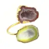 Natural Orange With Lemon Gedoe Druzy 24k Gold Electroplating Adjustable Ring Jewelry