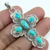Exceptional 925 sterling silver turquoise gemstone pendant indian devotional silver jewelry