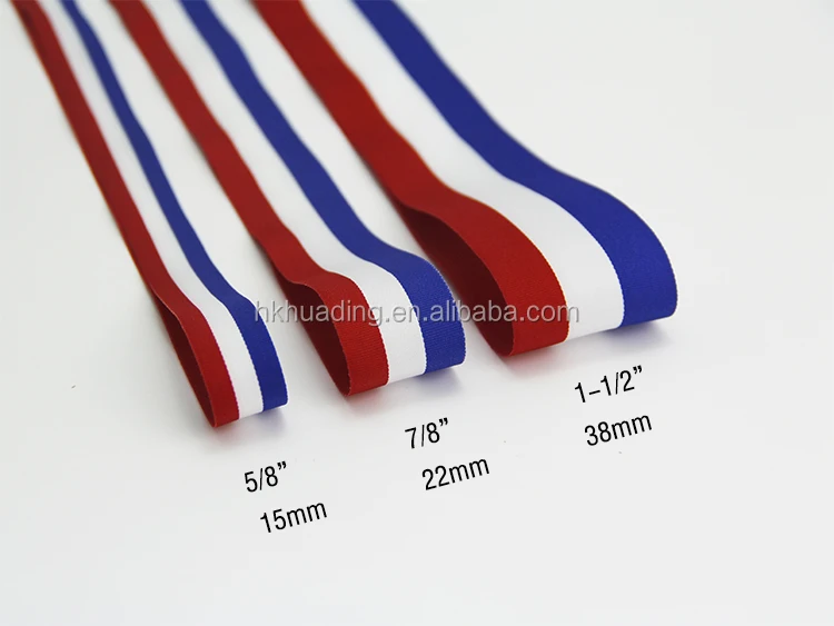 Red White and Blue Striped Flag Award Medal Grosgrain Ribbon
