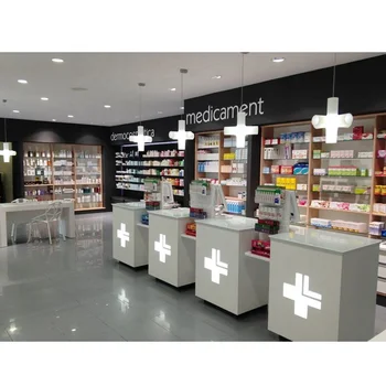 Modern Pharmacy Interior Decoration Retail Display Pharmacy Store