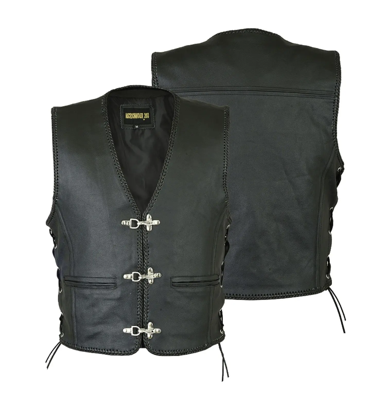 Latest Design Biker Leather Vest Motorcycle Textile Trucker Vest Pakistan Genuine Leather Outer