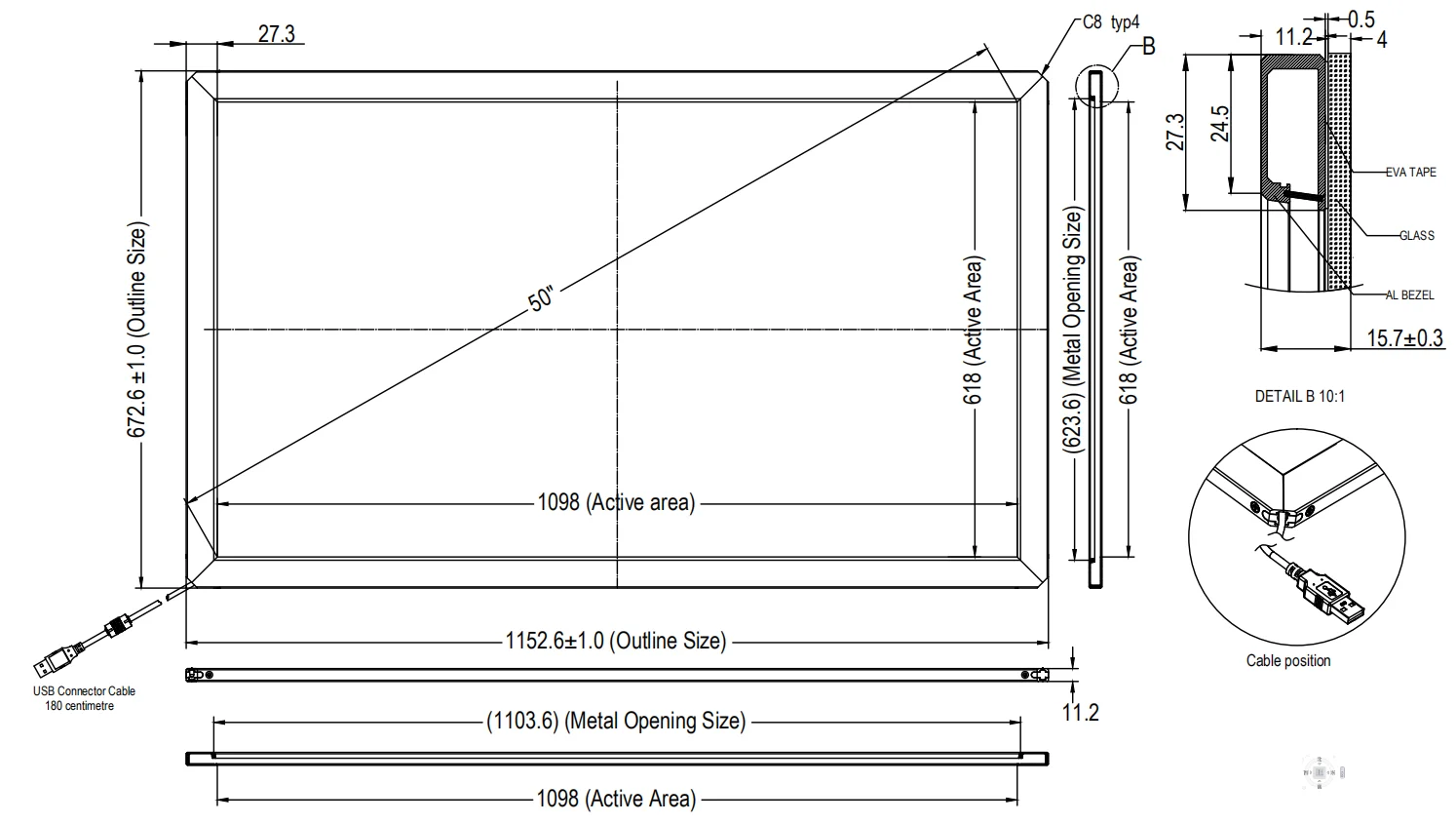 [12100"] Big Size Touchscreen,50 Inch Ir Touch Screen Frame,50" Touch