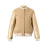 CHI 29 Yellow Leather Mens Suede Biker Script varsity Jacket