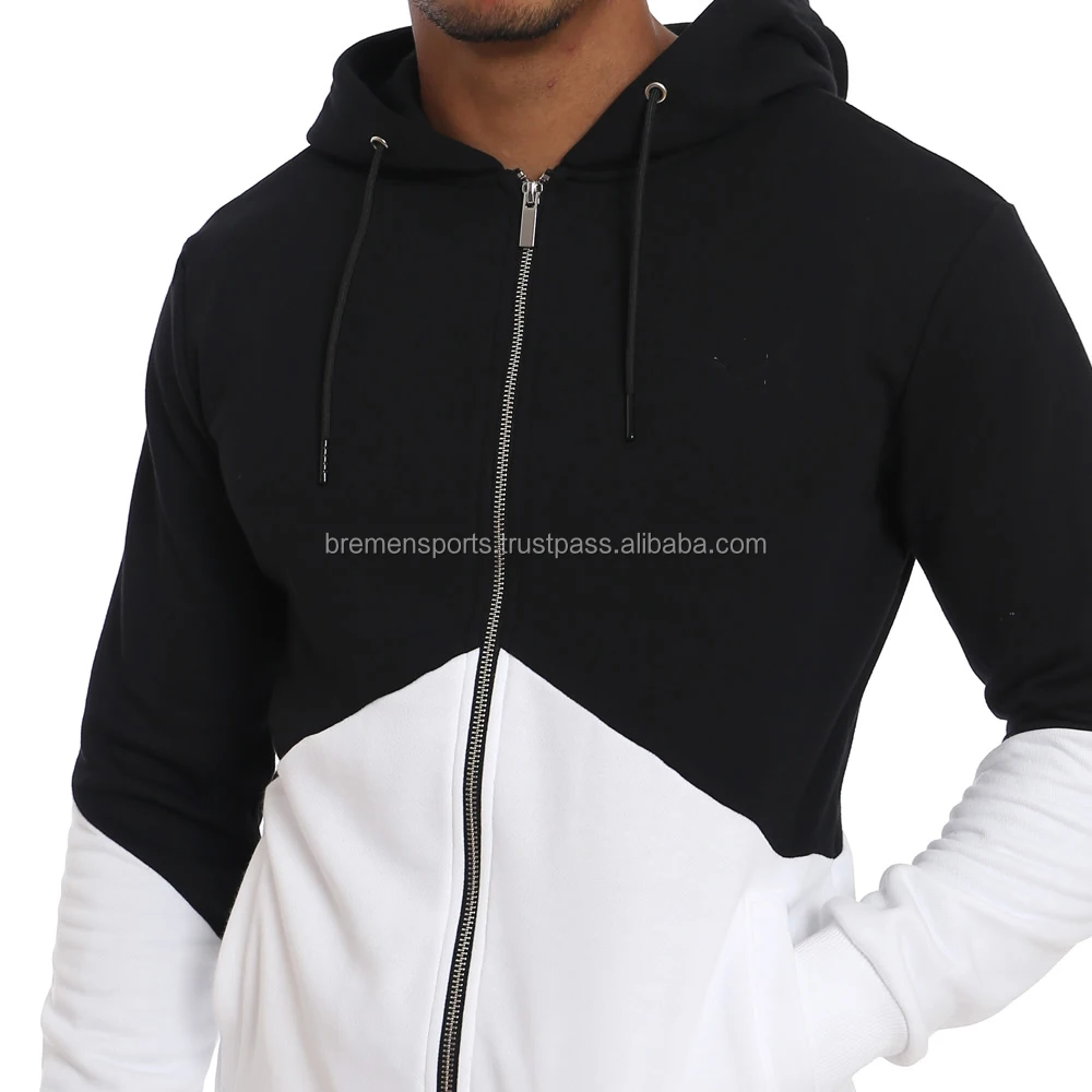 Custom Made Stripe Hoodie Two Tone Zipper Hoodie Buy Black And White