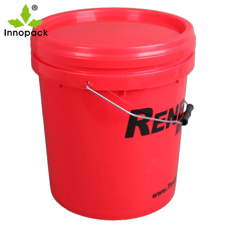 15 Liter Red Printed Round Plastic Container Bucket With Lid Buy