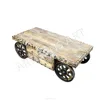 Vintage Antique 8 Drawer Coffee table on Wheels, Industrial Metal Wood Coffee table for living room, Indian Furniture Wholeselle