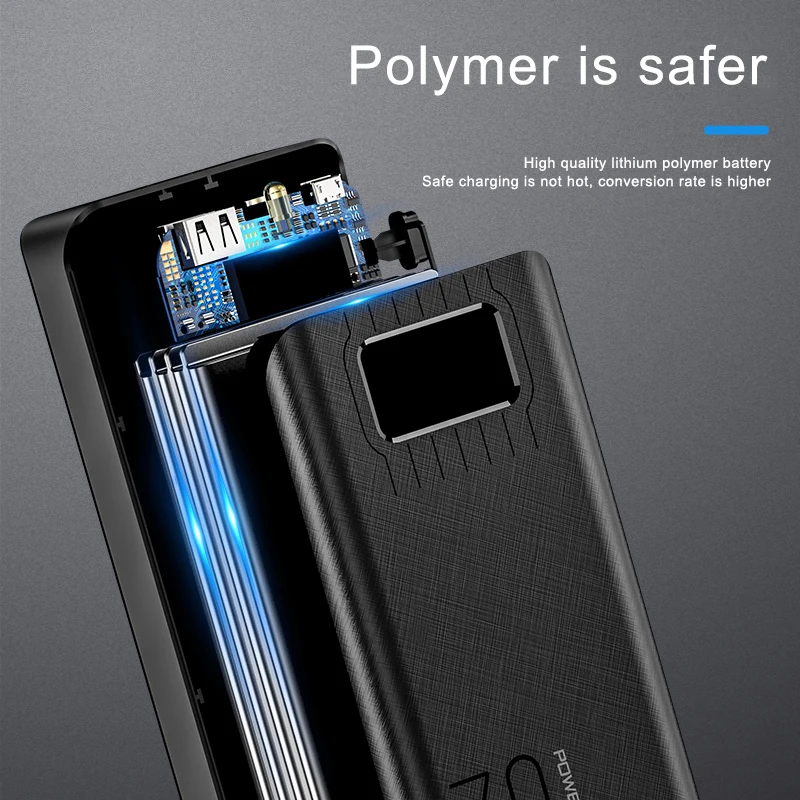 lager capacity 30000mah power bank LCD display 5 USB ports portable powerbank - ANKUX.COM