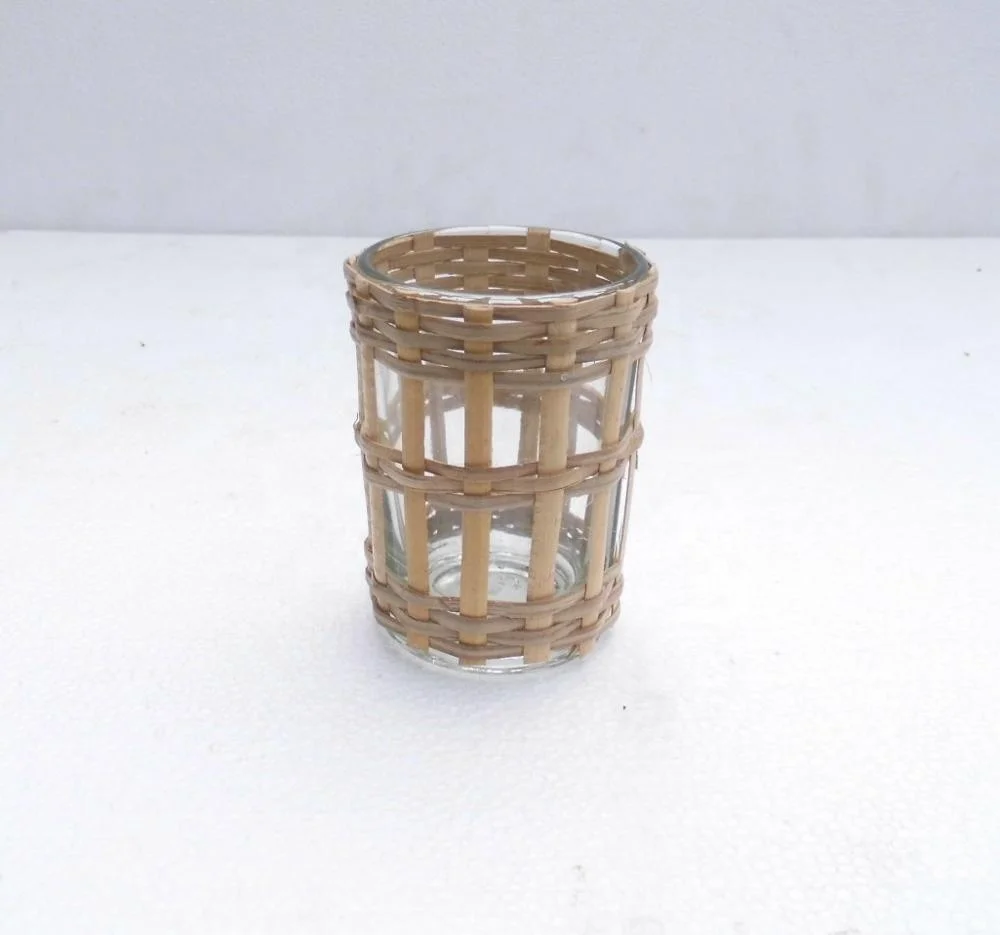 Indian made new design high quality bamboo wrapped Tealight holder Votive