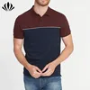 OEM design slim fit two block shirts two-button placket men short sleeve folded collar polo shirts