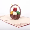 3d Handmade New Design Colorful Wool Rolls Basket Pop Up Greeting Card Vietnamese Wholesale