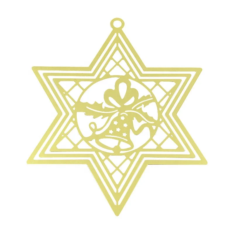 Custom Etched Delicate Metal Decoration Christmas Tree Brass Ornament