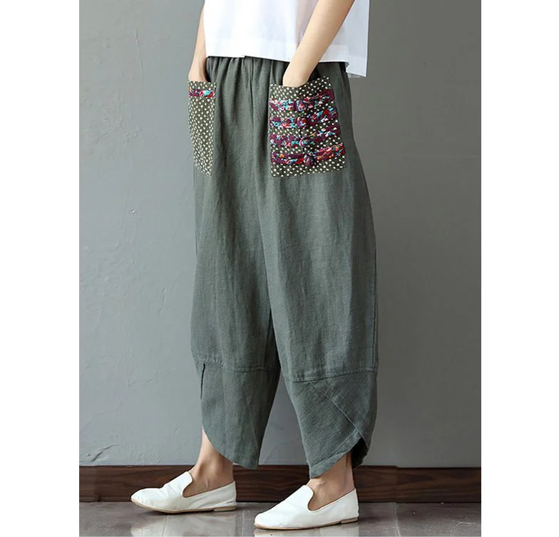 2018 Women Pant Ethnic Clothing Trousers Pants Waistband Casual Solid