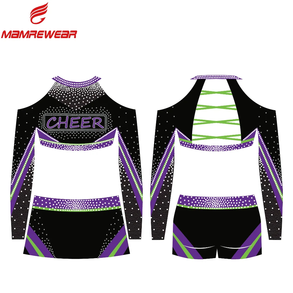 Custom Sublimated Long Sleeve Cheerleading Uniforms For Woman Wholesale