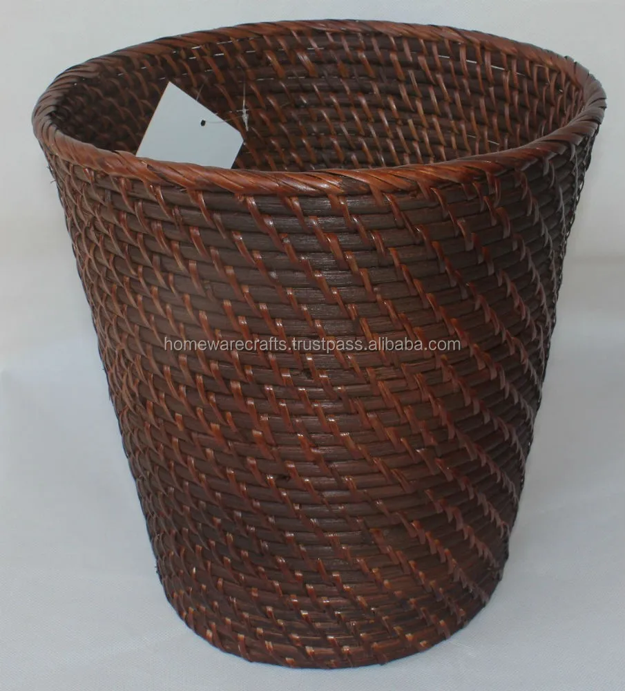 Round Tall Rattan Waste Paper Basket/ Rattan Waste Bin Wholesale Buy